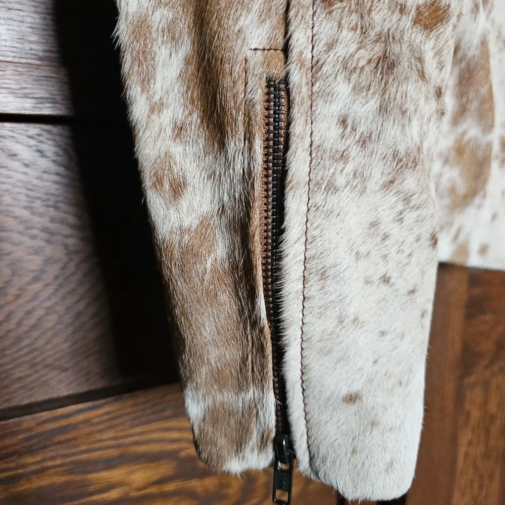 Genuine Hair-On Leather Cowhide Jacket - Picture 3 of 9